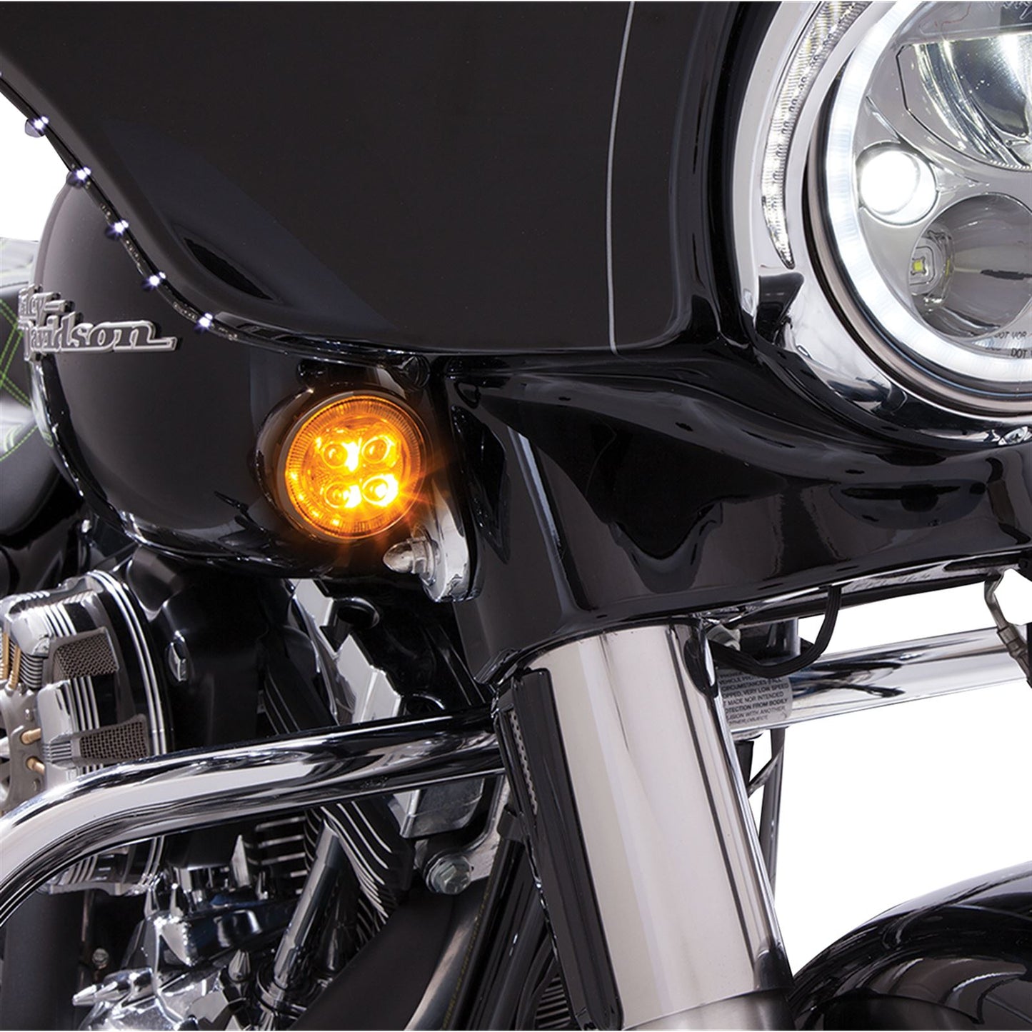 Ciro Front Signal Light Inserts - Black - Amber Lens [MPN: 45420]_359596