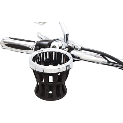 Ciro Chrome Drink Holder with Black Handlebar Mount [MPN: 50413]_359426