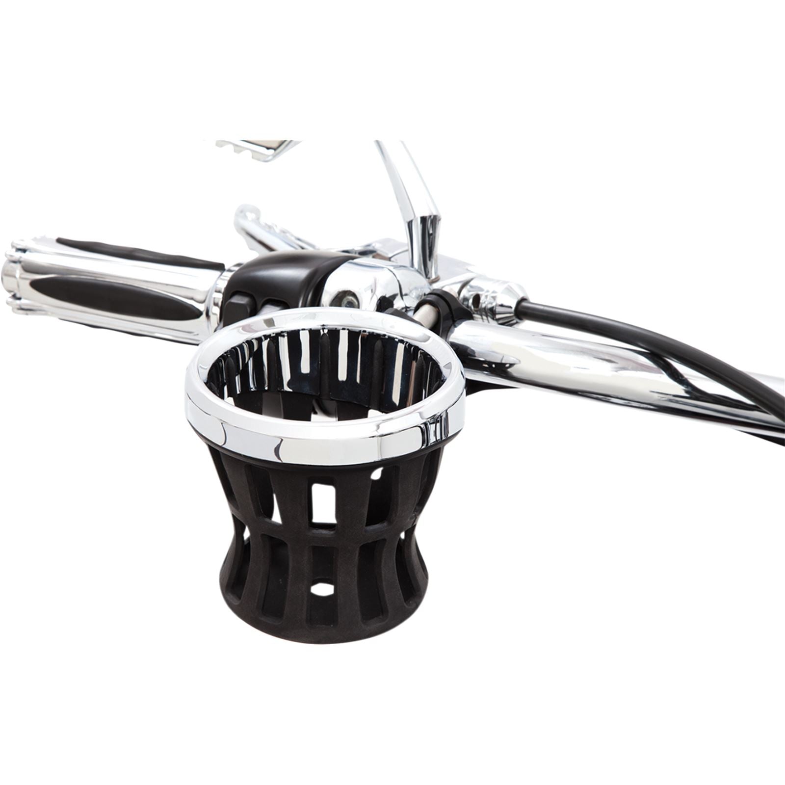 Ciro Chrome Drink Holder with Black Mount for 1-1/4" Handlebars [MPN: 50415]_359428