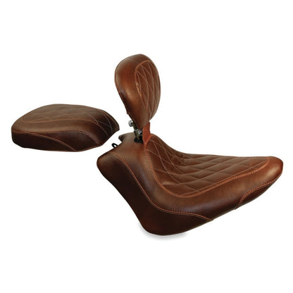 Mustang Motorcycle Products Wide Tripper Rear Seat - Brown - Diamond 76767_1674297