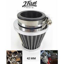 2FastMoto 42MM 'Clamp-On' Tapered Air Filter Cleaner with a Chrome Top End Cap 12-55742_625339