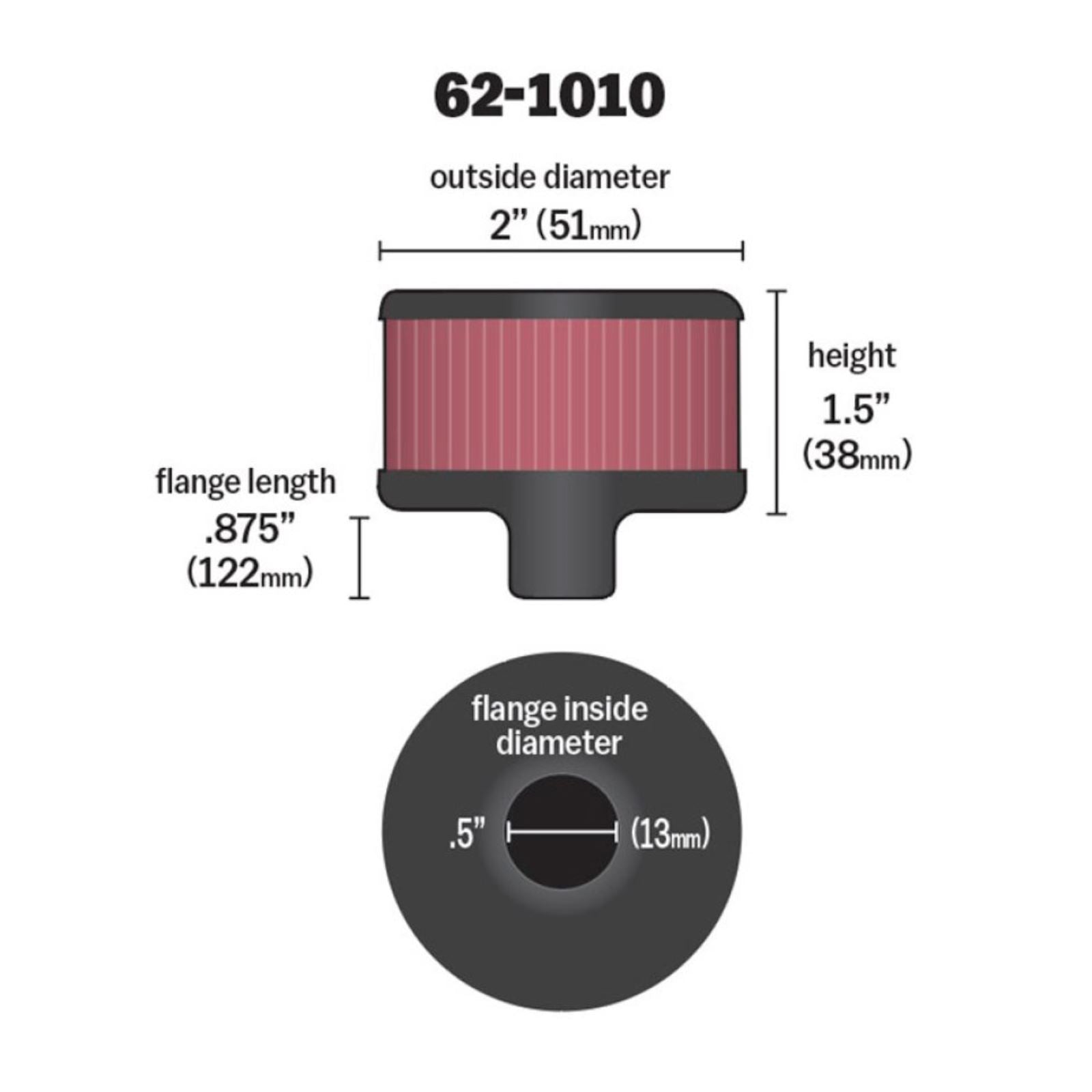 K&N Filters Crankcase Vent Air Filter Remote Mount [MPN: 62-1010]_1747319