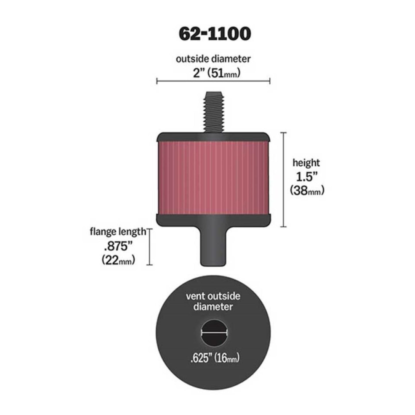 K&N Filters Crankcase Vent Air Filter Remote Mount [MPN: 62-1100]_1748871