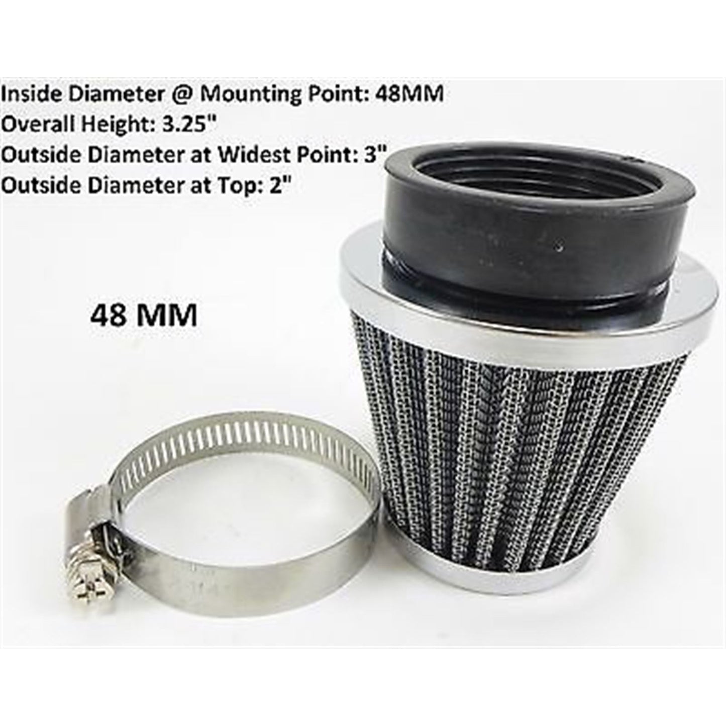 2FastMoto Clamp-On Wire Mesh Air Filter Cleaner  48mm- Chrome  23-5748_624977