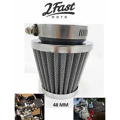 2FastMoto Clamp-On Wire Mesh Air Filter Cleaner  48mm- Chrome  23-5748_624974