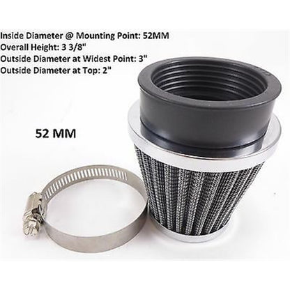 2FastMoto Tapered Pod Style 52mm  Chrome Air Filter For Motorcycles, Scooters 12-55752_625011