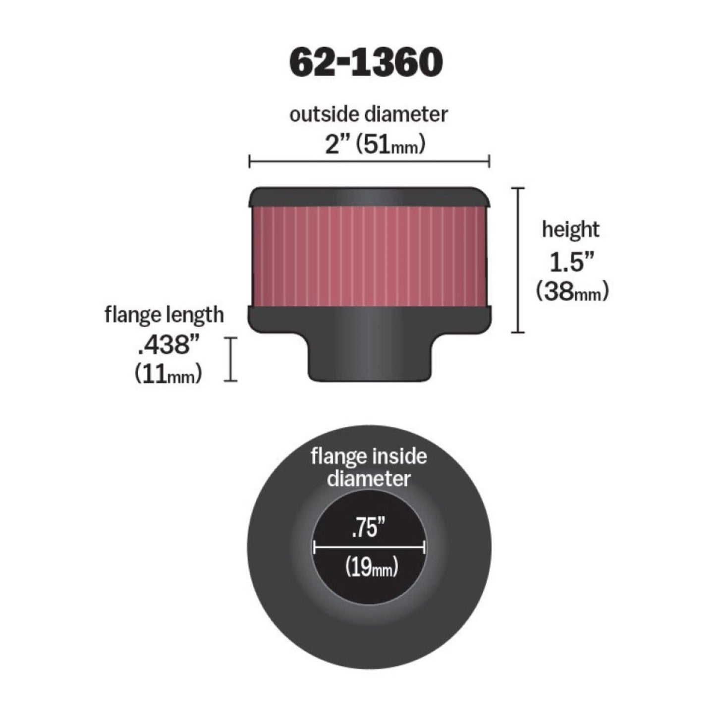 K&N Filters Crankcase Vent Air Filter Direct Mount [MPN: 62-1360]_1749360