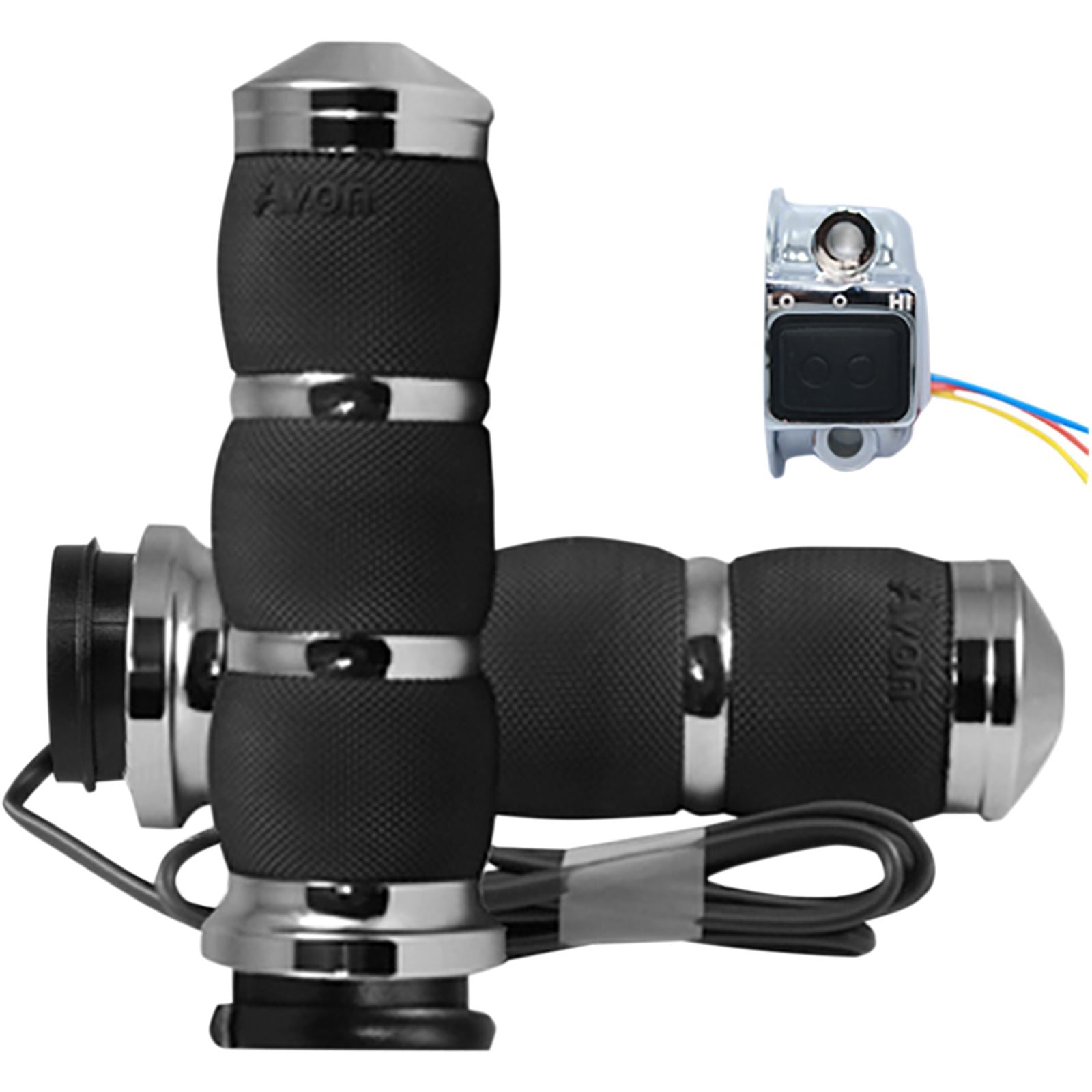 Avon Grips Air Cushioned Grips Heated Fly-by-Wire Throttle Chrome AIR-91-FLY-HT_347671