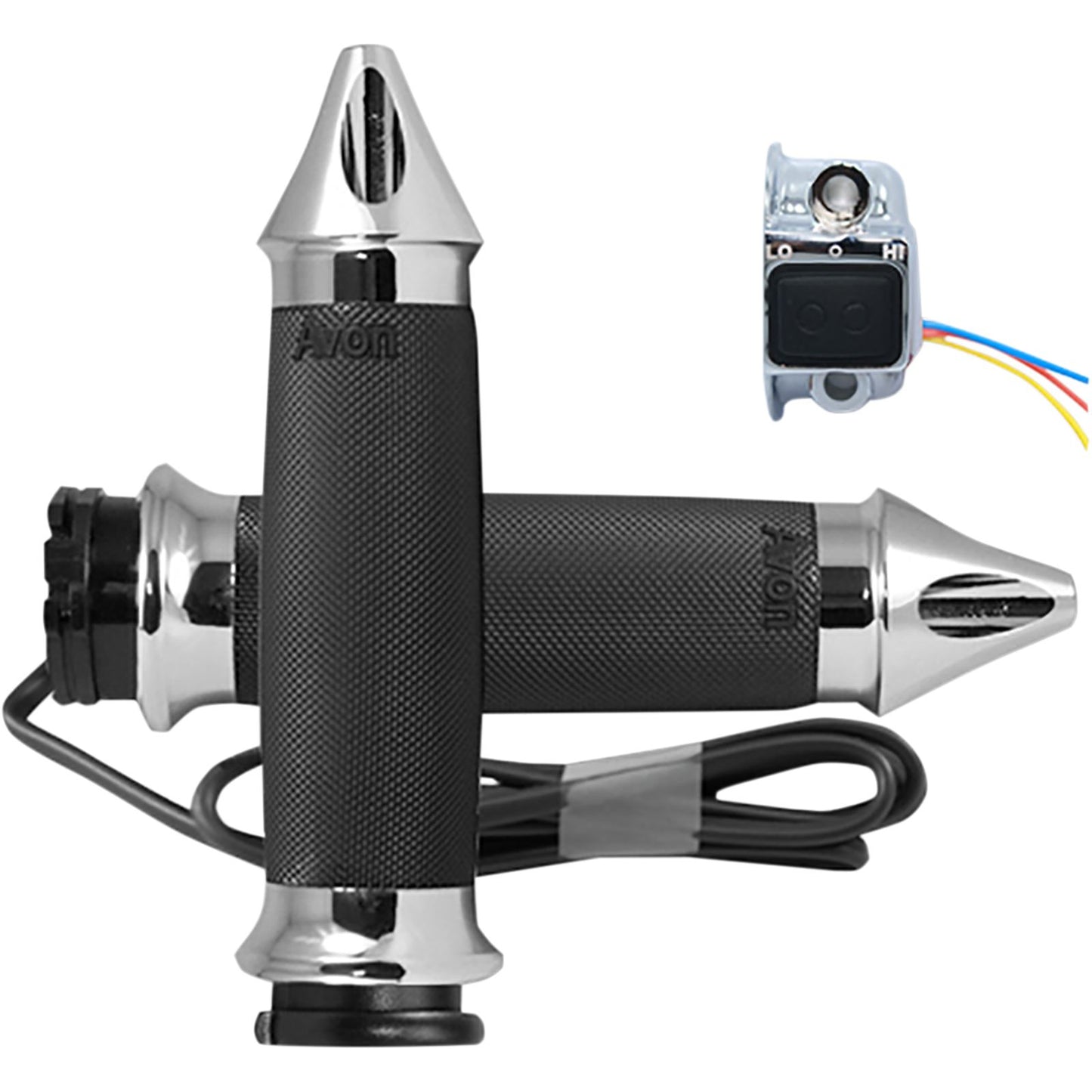 Avon Grips Custom Contour Grips Spike Heated Cable Throttle Chrome CC-85-CH-SPK-HT_347678