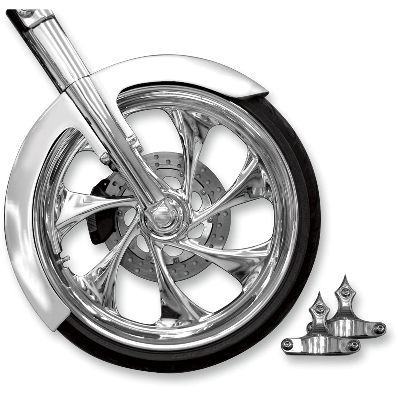 RC Components Phantom Front Fender Kit with Chrome Adapters for 23" Wheel [MPN: FNDRKT23RC]_462939