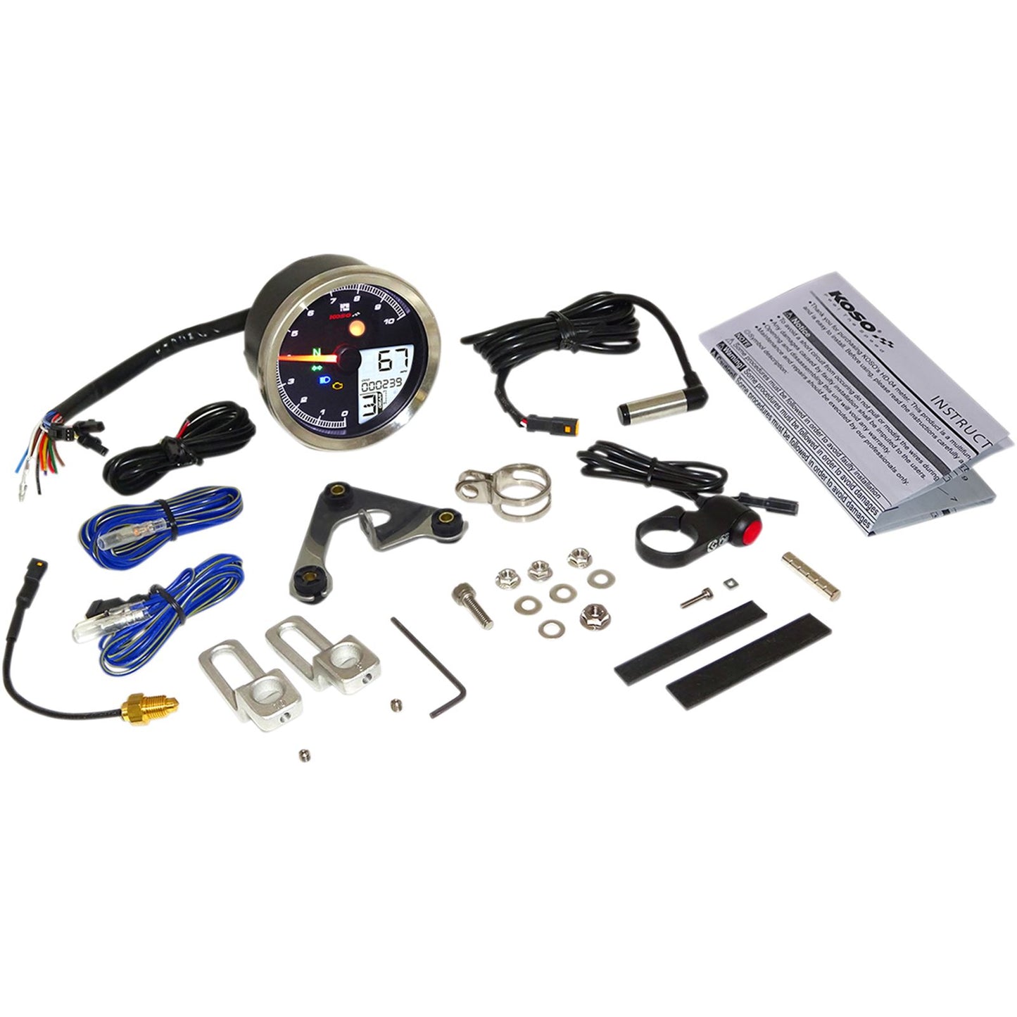 Koso TNT-04 Multi-Function Meter - Silver Bezel - 3.30" Diameter x 2.19" D BA051401_410338