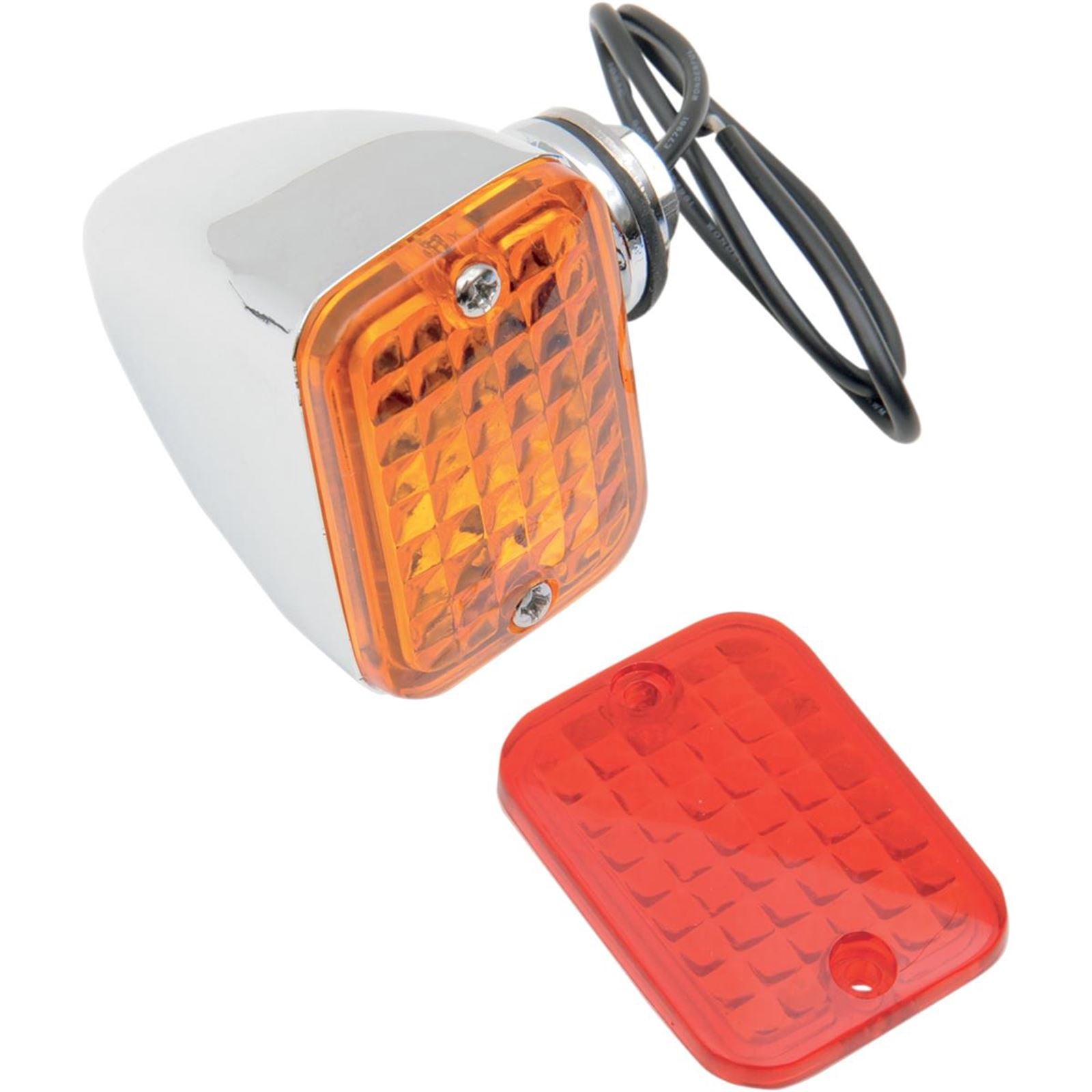 Drag Specialties Rectangular Market Light - Single Filament - Amber/Red DS-280163_251142