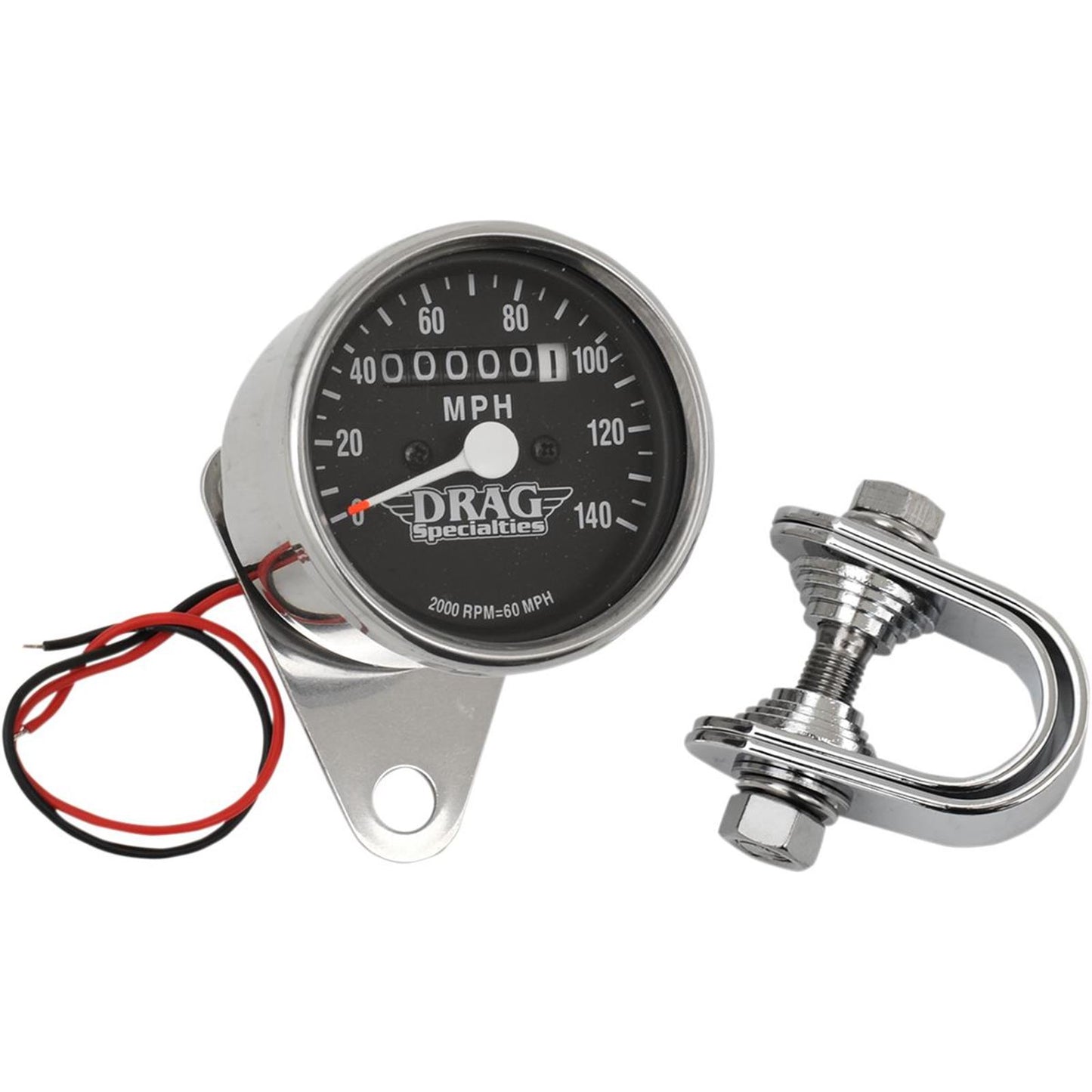 Drag Specialties Mechanical Speedometer/Indicators - Chrome Housing - Black Face - 2:1 DS-244131_251615