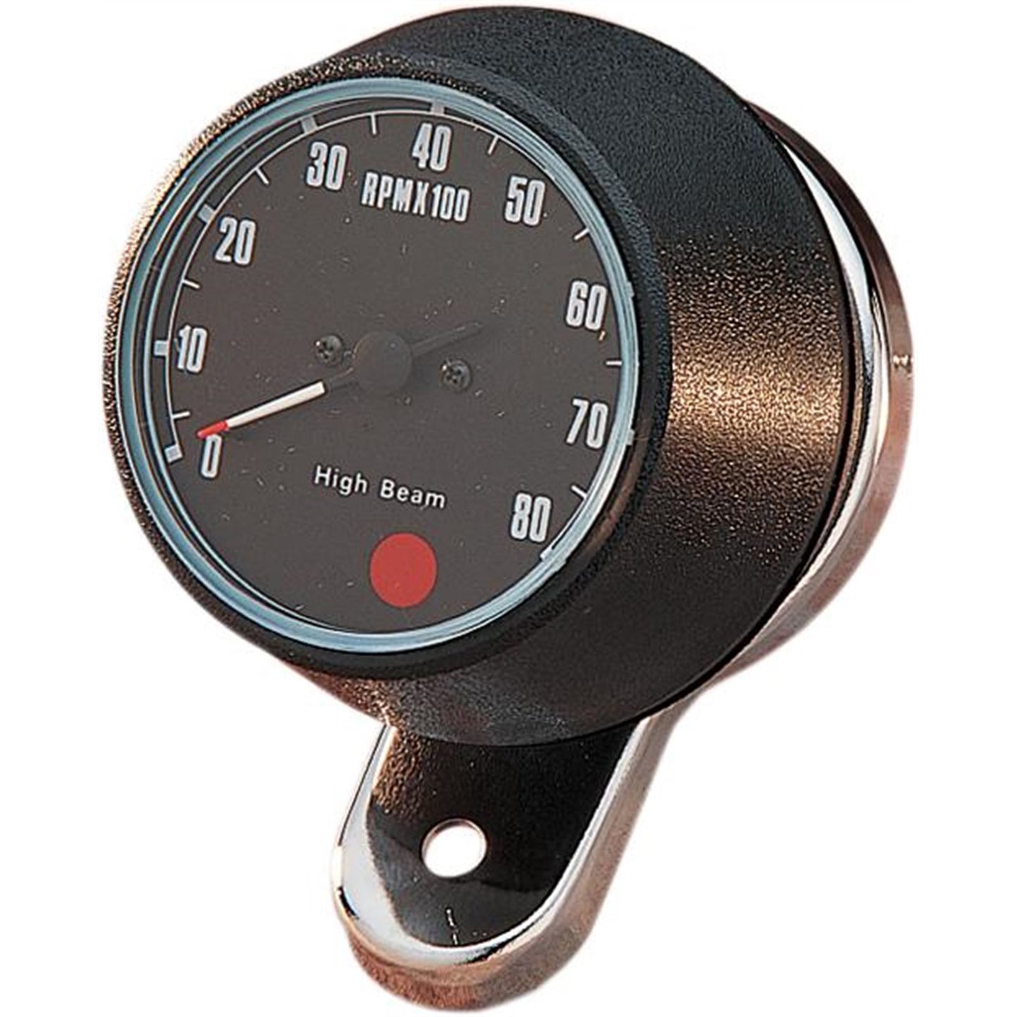Drag Specialties 8000 RPM Mechanical Tachometer - Chromed Bracket - Black Face DS-243941_251617