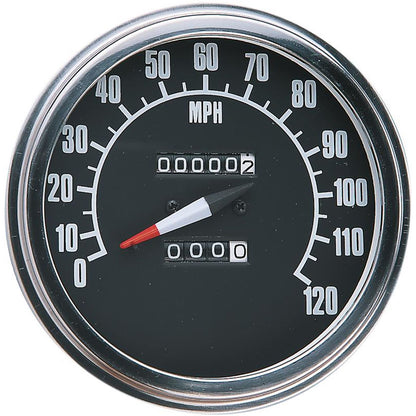 Drag Specialties 5" FL-Style 2240:60 Speedometer with Reed Switch - '68-'84 Black Face DS-243901_251627