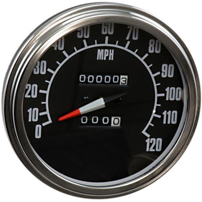 Drag Specialties 5" FL-Style 2240:60 Speedometer with Reed Switch - '68-'84 Black Face DS-243901_251629