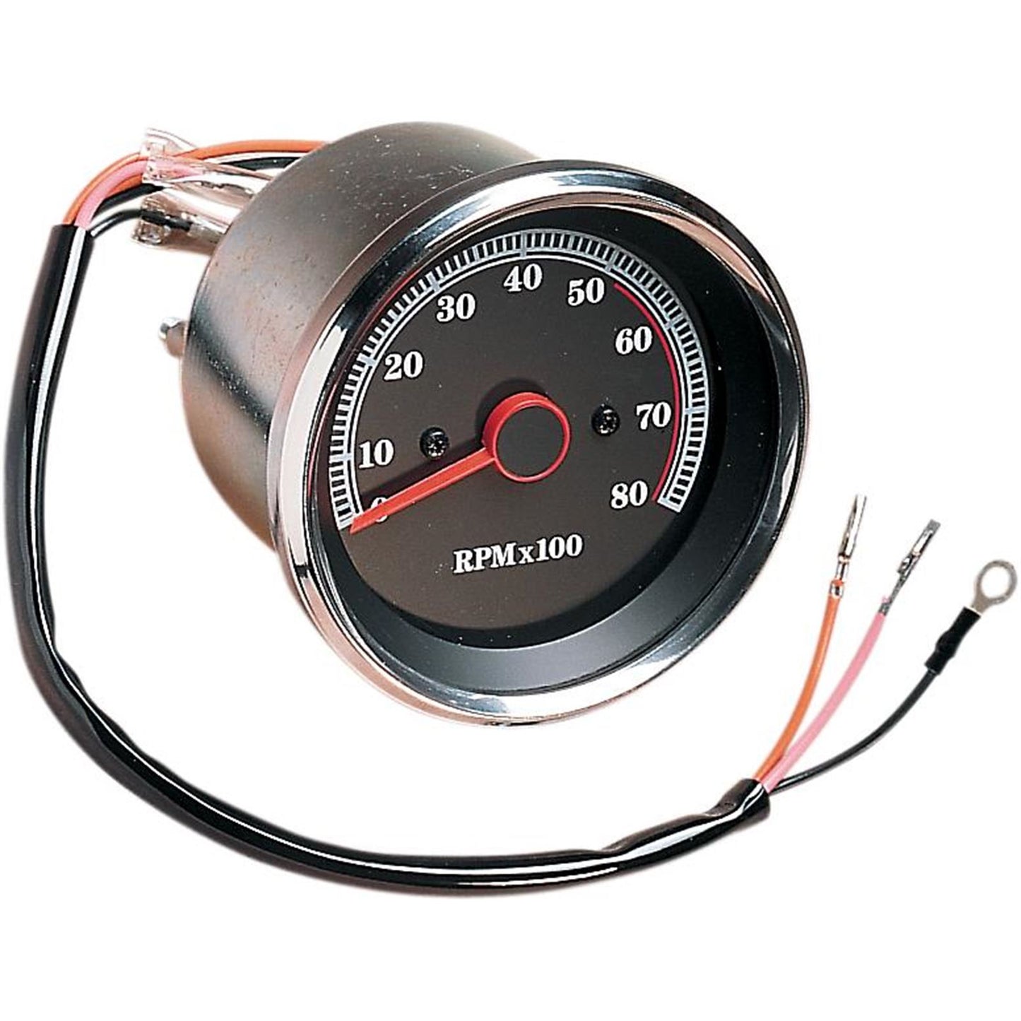 Drag Specialties 8000 RPM Electronic Tachometer - Stainless Housing Ring - Black Face DS-243939_251631
