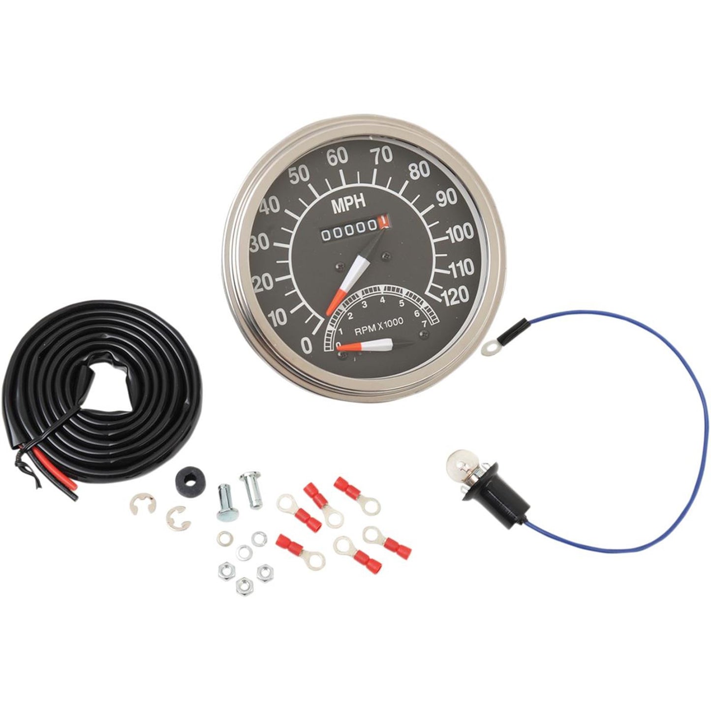Drag Specialties 5" MPH FL-Style 1:1 Speedometer with Tachometer -  '68-'84 Black Face DS-243871_251632