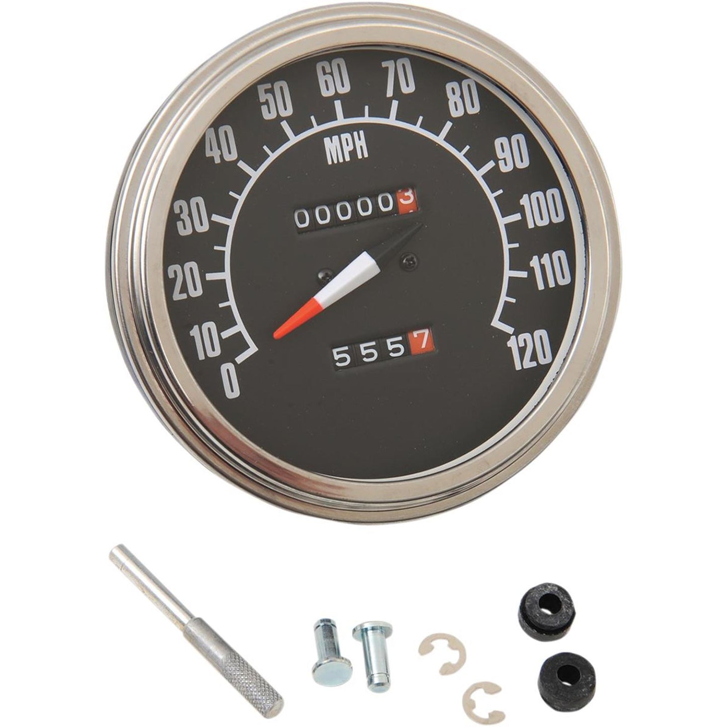 Drag Specialties 5" MPH FL-Style 1:1 Speedometer -  '68-'84 Black Face DS-243861_251639