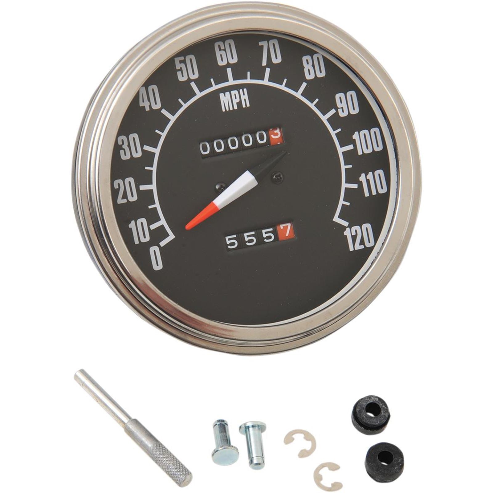 Drag Specialties 5" MPH FL-Style 1:1 Speedometer -  '68-'84 Black Face DS-243861_251639