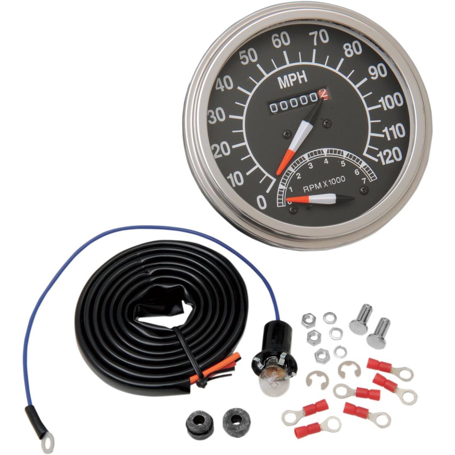 Drag Specialties 5" MPH FL-Style 2:1 Speedometer with Tach - '68-'84 Black Face DS-243870_251645