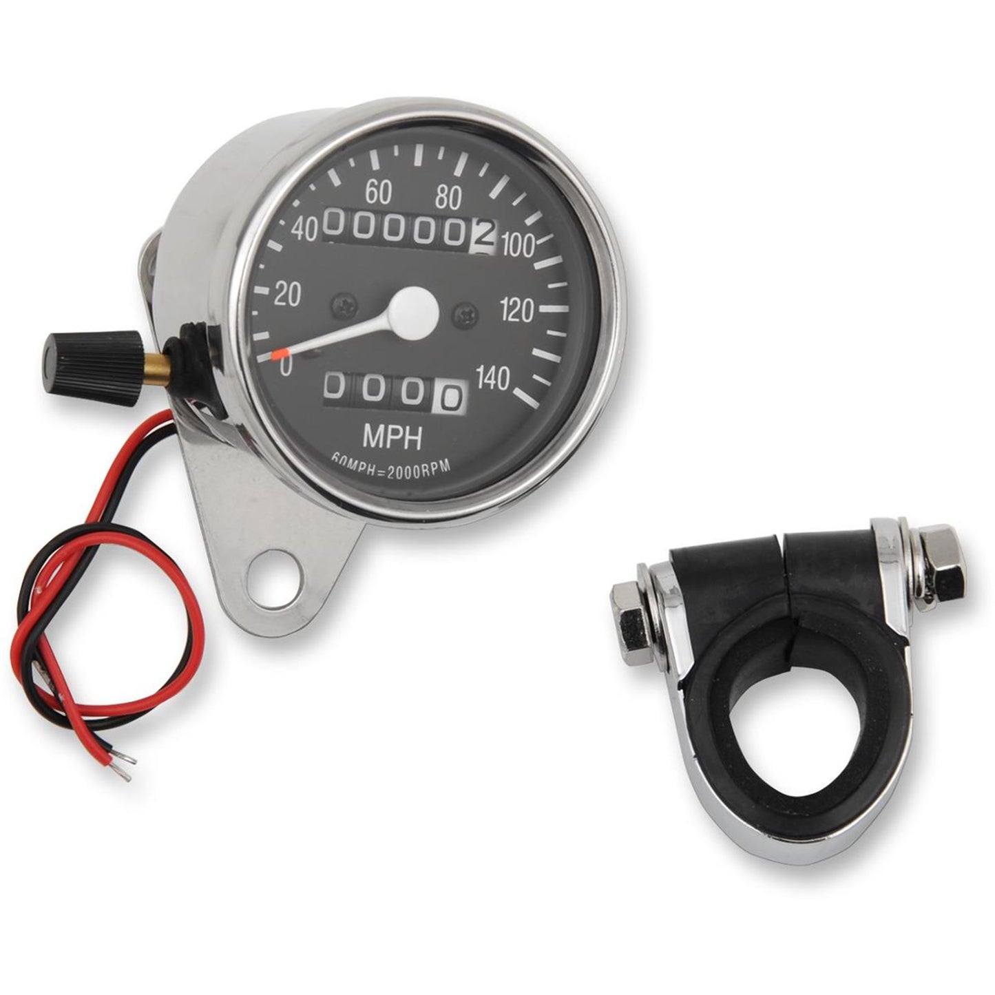 Drag Specialties Mechanical Speedometer/Indicators/Trip - Chrome Housing Black Face 2:1 DS-243813_251663