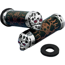 Drag Specialties Chrome Skull Grips with  Red Eyes DS-243256_251708