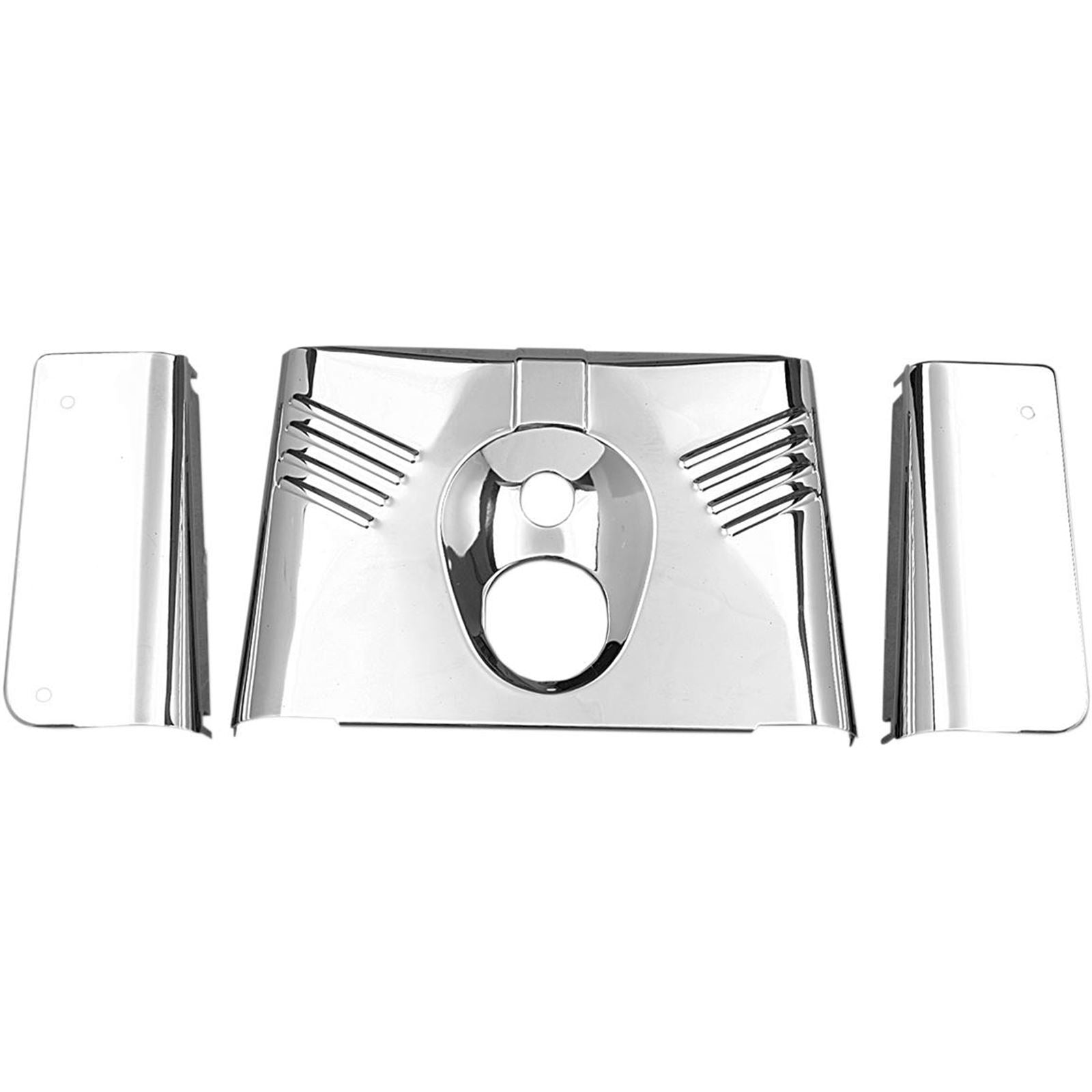 Drag Specialties 3-Piece Fork Tins - Chrome - Ribbed -  '86-'17 FLST DS-222910_251839
