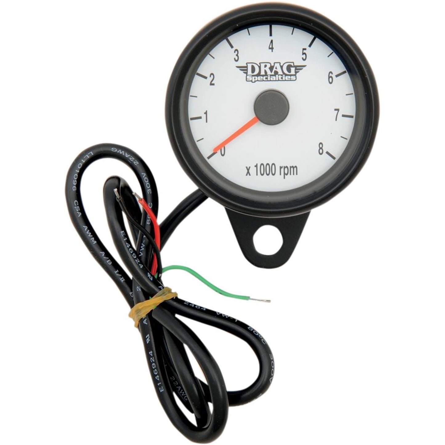 Drag Specialties 2.4" Mini Electronic Tachometer - White - Backlit LED Black Face 2211-0126_254029