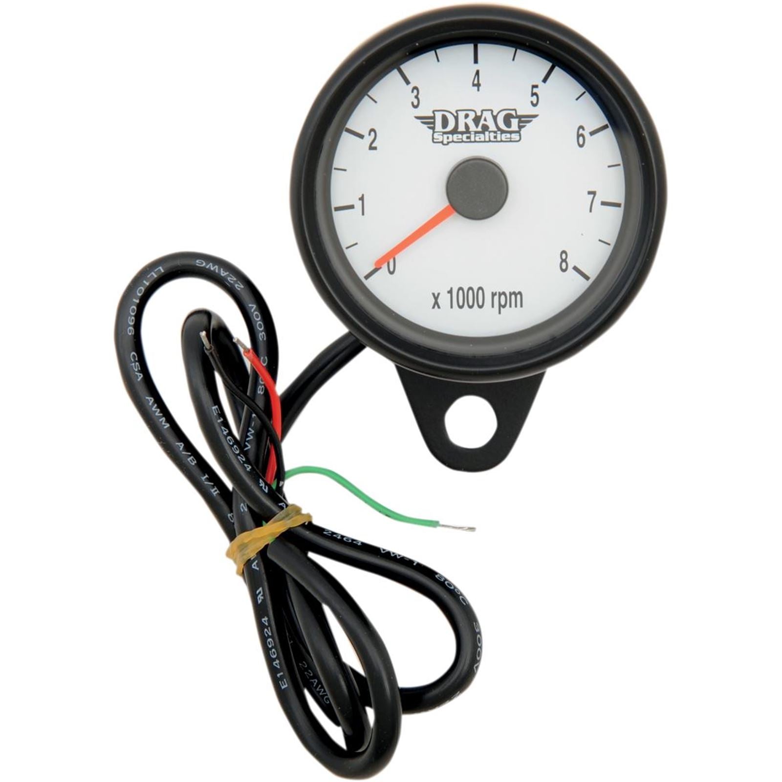 Drag Specialties 2.4" Mini Electronic Tachometer - White - Backlit LED Black Face 2211-0126_254029