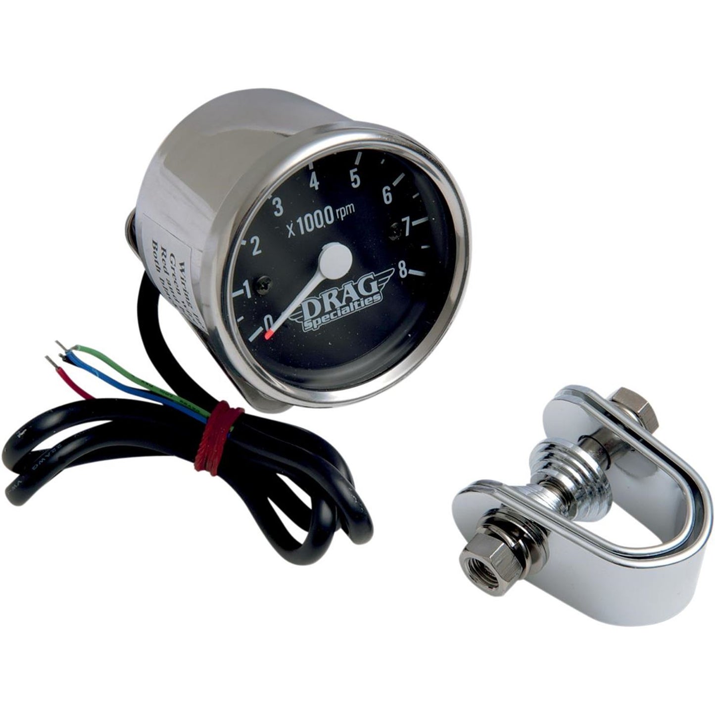 Drag Specialties 2.4" Mini Electronic 8000 RPM Tachometer - Chrome Housing - Black Face 2211-0057_254207