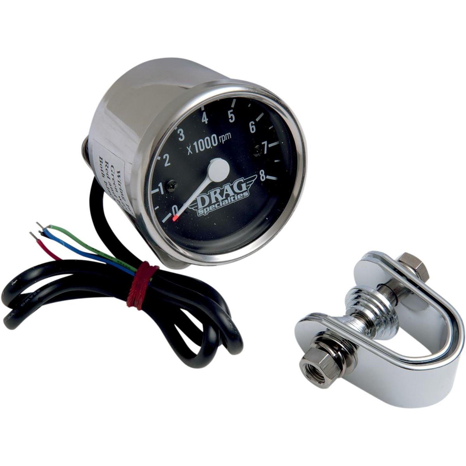Drag Specialties 2.4" Mini Electronic 8000 RPM Tachometer - Chrome Housing - Black Face 2211-0057_254207