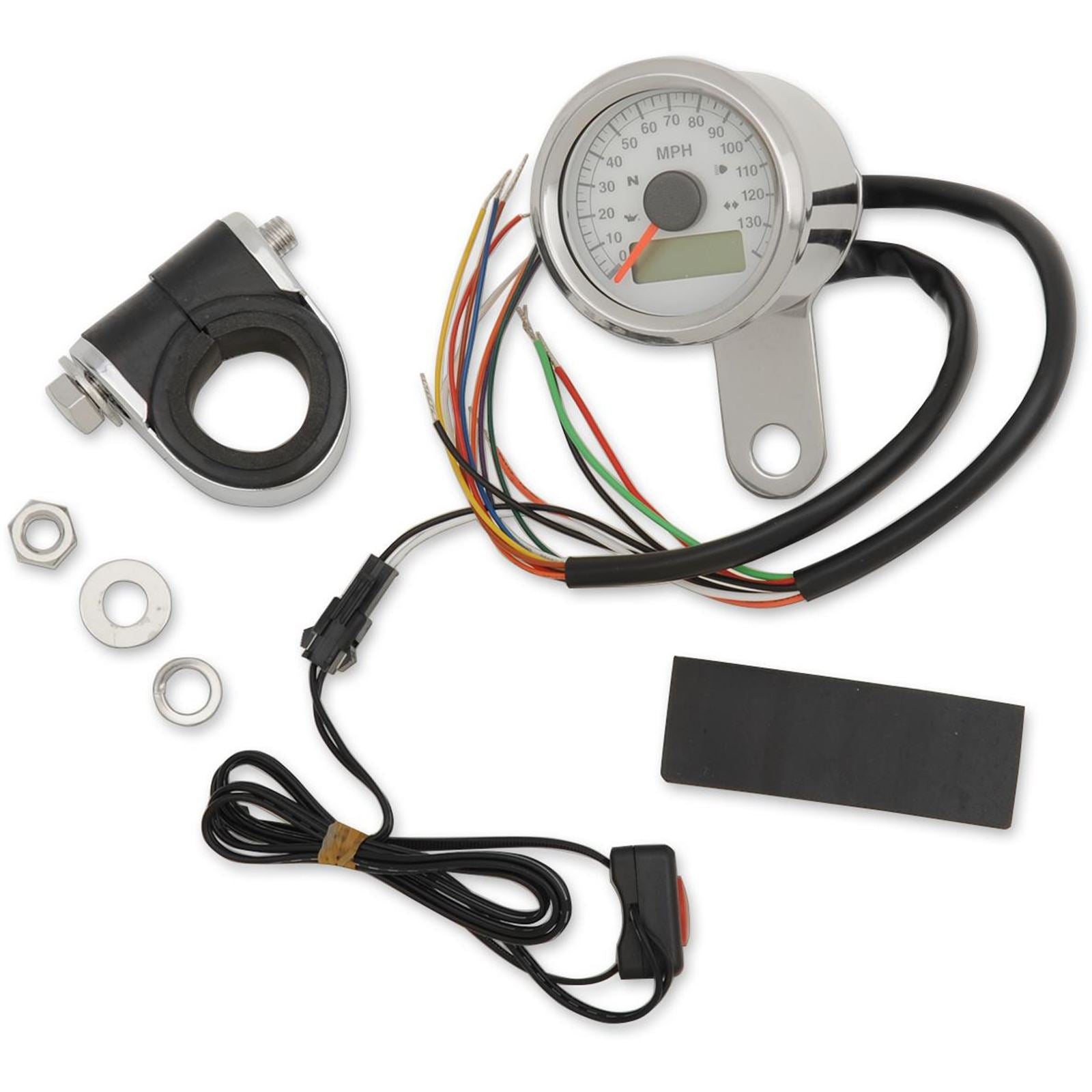 Drag Specialties 1-7/8" Programmable Speedometer - Stain Steel - 120 MPH LED White Face 2210-0417_254237
