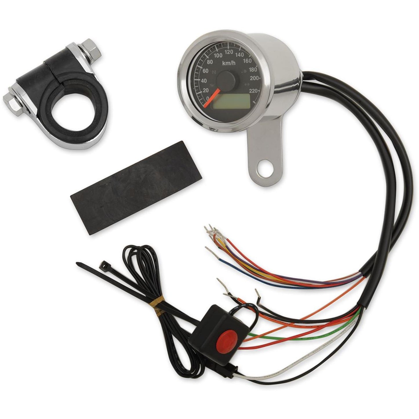 Drag Specialties 1-7/8" Programmable Speedometer - Stain Steel - 220 KPH LED Black Face [MPN: 2210-0418]_254238