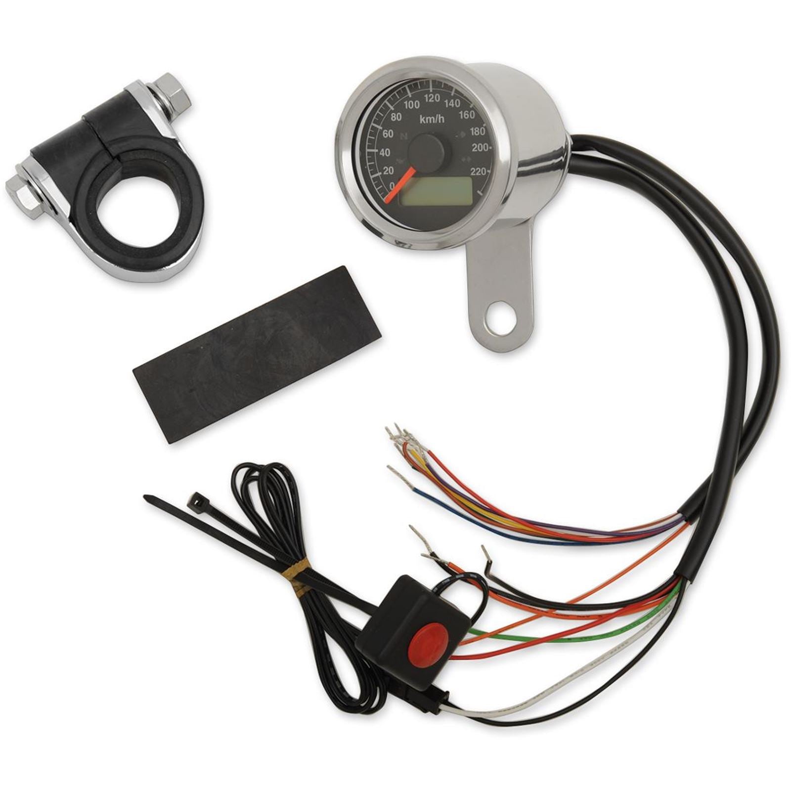Drag Specialties 1-7/8" Programmable Speedometer - Stain Steel - 220 KPH LED Black Face [MPN: 2210-0418]_254238