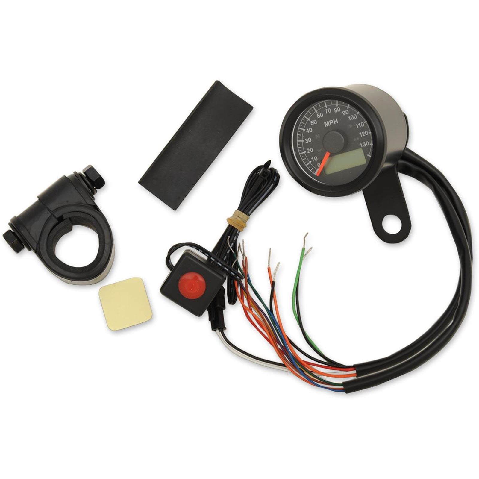 Drag Specialties 1-7/8" Programmable Speedometer - Gloss Black - 120 MPH LED Black Face 2210-0420_254240