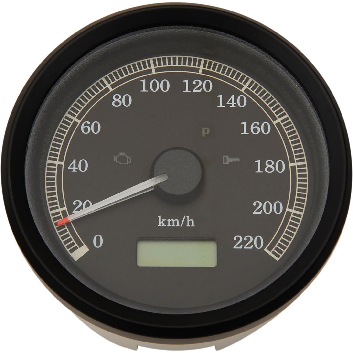 Drag Specialties 3-3/8" KPH Universal Programmable Speedometer - Black Bezel Black Face 2210-0390_254248