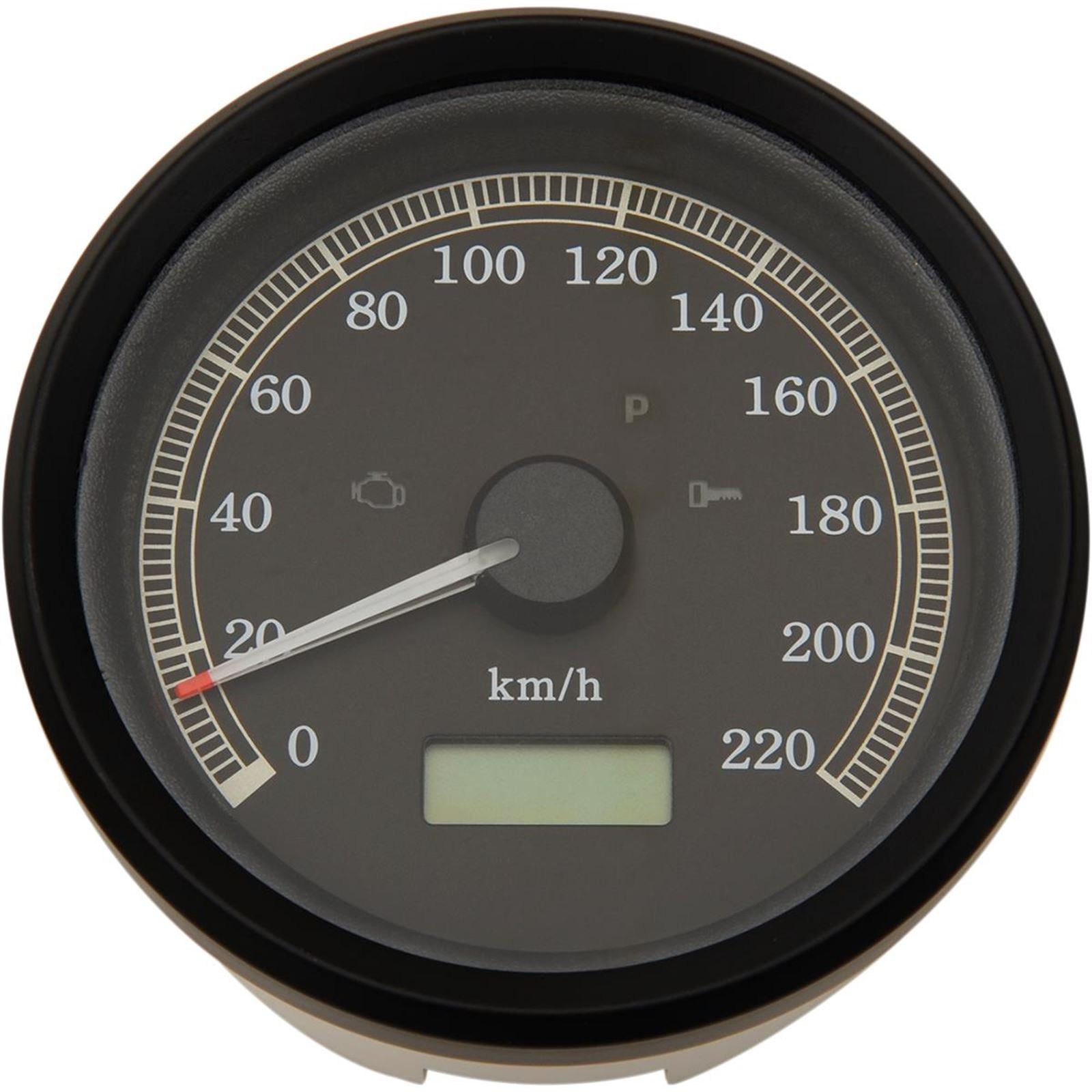 Drag Specialties 3-3/8" KPH Universal Programmable Speedometer - Black Bezel Black Face 2210-0390_254248