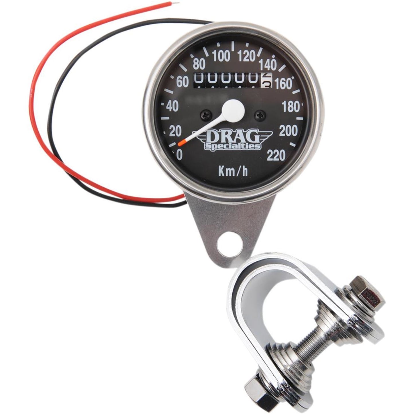 Drag Specialties 2.4" KPH Mini LED Mechanical Speedometer/Indicators - Chrome/Black 2210-0330_254250