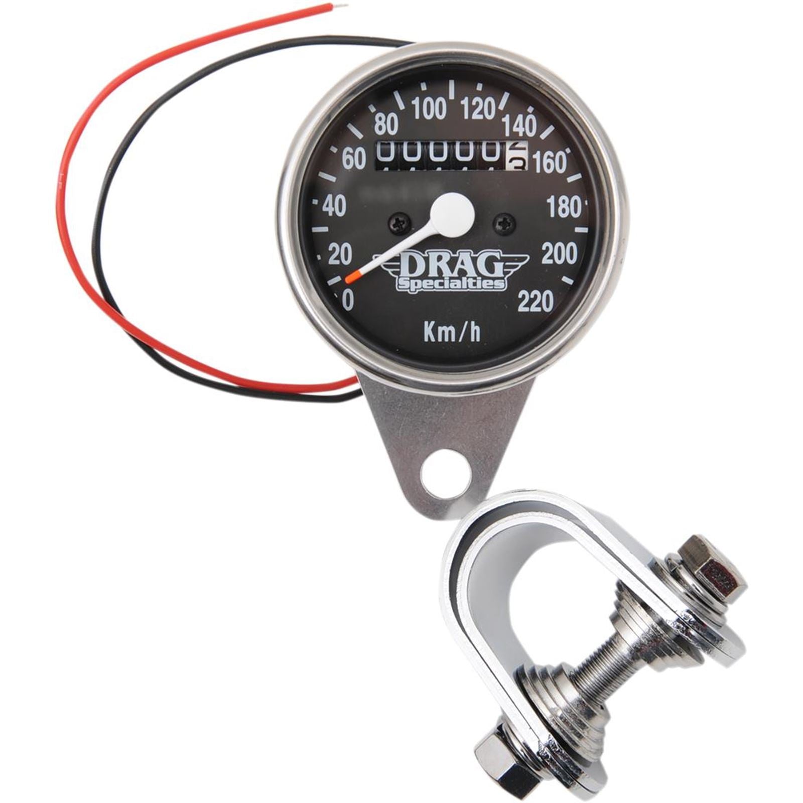 Drag Specialties 2.4" KPH Mini LED Mechanical Speedometer/Indicators - Chrome/Black 2210-0330_254250