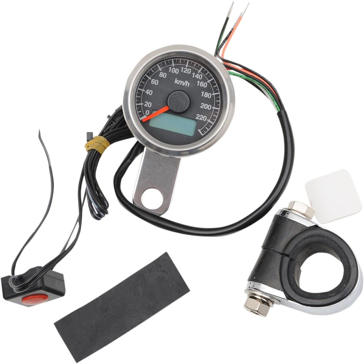 Drag Specialties 1.87" KPH Programmable Mini Speedometer - Polished - Black Face 2210-0324_254259