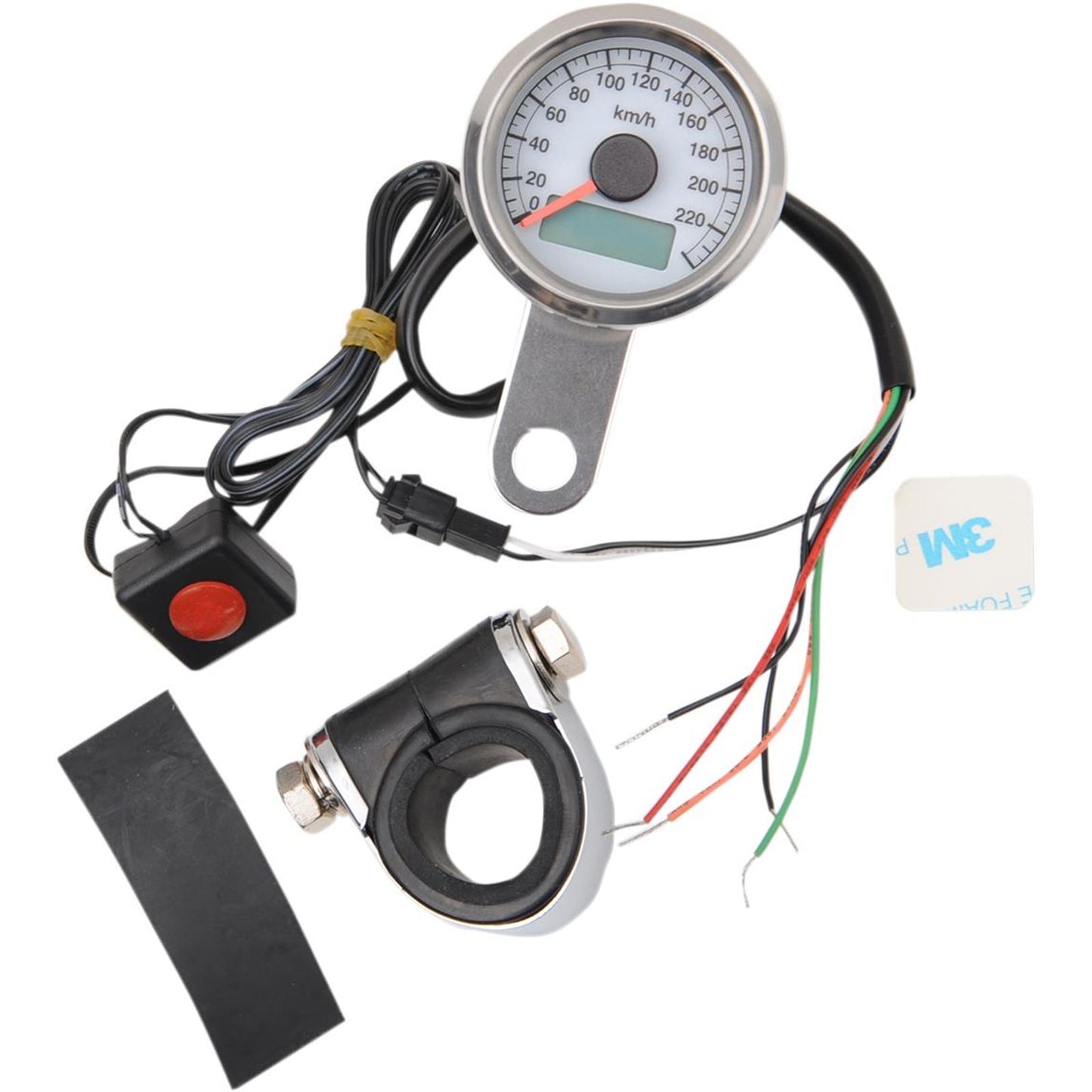 Drag Specialties 1.87" KPH Programmable Mini Speedometer - Polished - White Face 2210-0325_254260