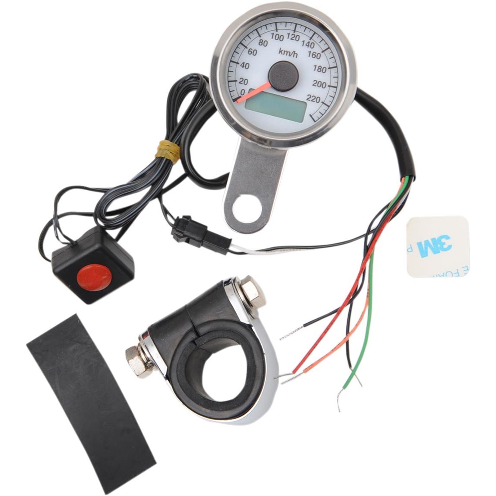 Drag Specialties 1.87" KPH Programmable Mini Speedometer - Polished - White Face 2210-0325_254260
