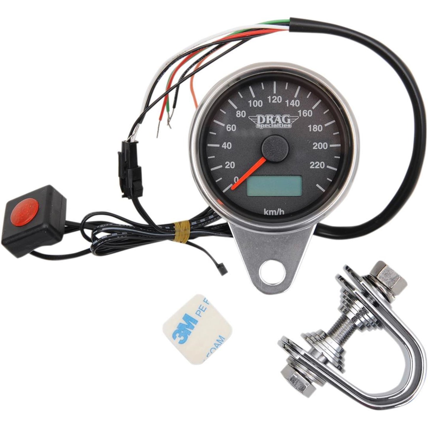Drag Specialties 2.4" KPH Mini Electronic Speedometer W/Odometer/Tripmeter -Matte Black 2210-0326_254261