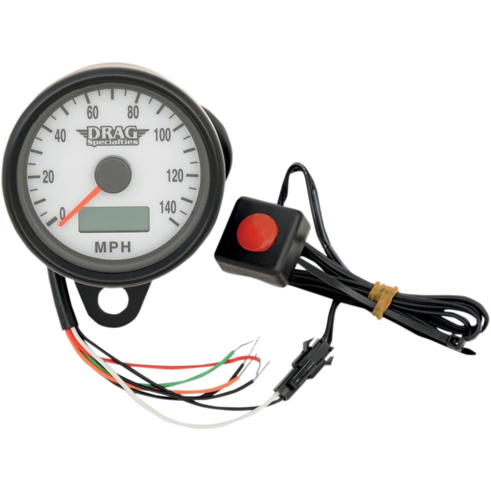 Drag Specialties 2.4" MPH Programmable Mini Speedometer - Matte Black - White Face 2210-0258_254262