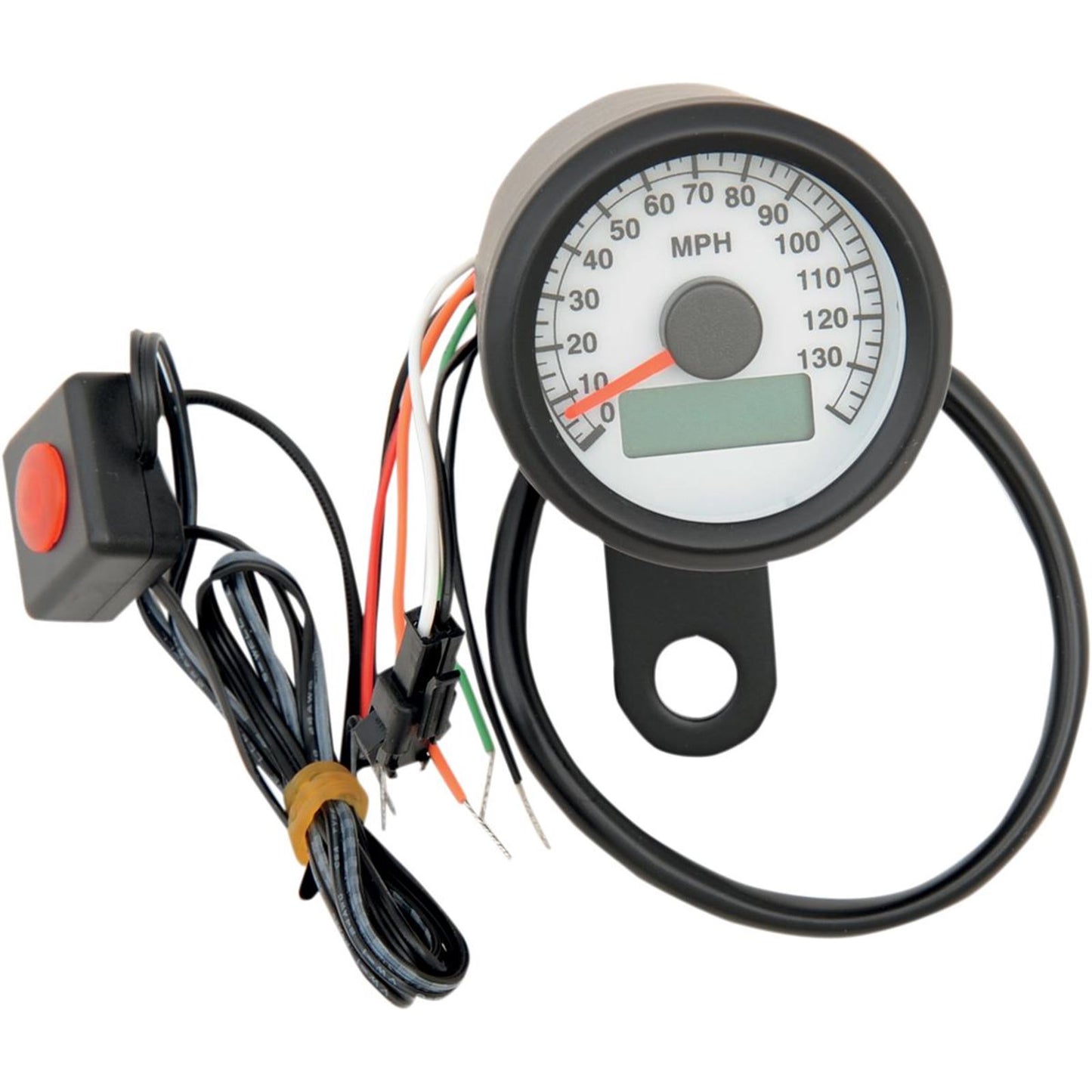Drag Specialties 1.87"MPH Programmable Mini Speedometer - Matte Black - White Face 2210-0260_254264