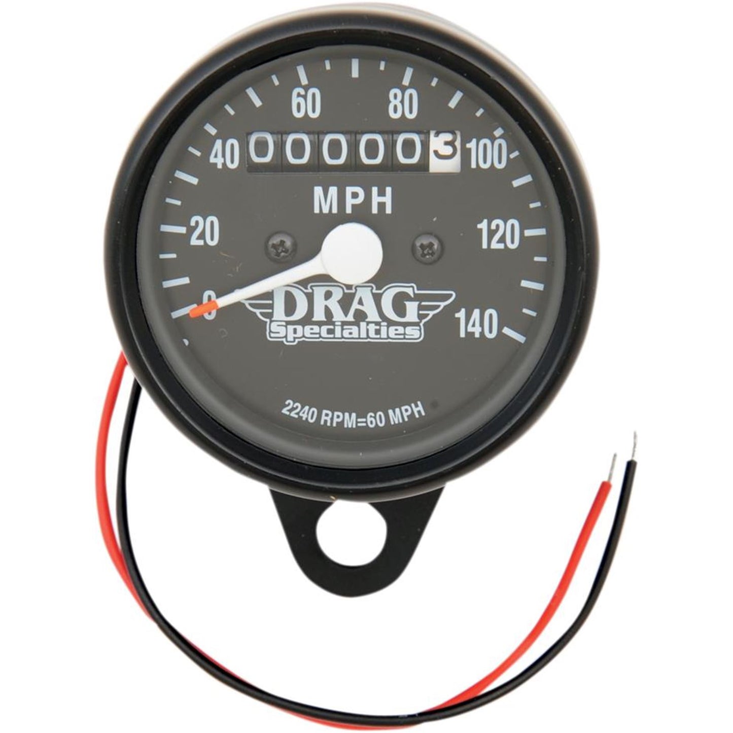 Drag Specialties 2.4" MPH Mini LED Mechanical Speedometer - Black Housing - Black Face 2210-0253_254270