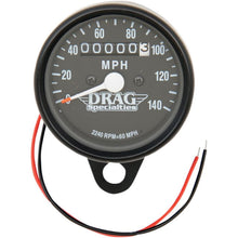 Drag Specialties 2.4" MPH Mini LED Mechanical Speedometer - Black Housing - Black Face 2210-0253_254270
