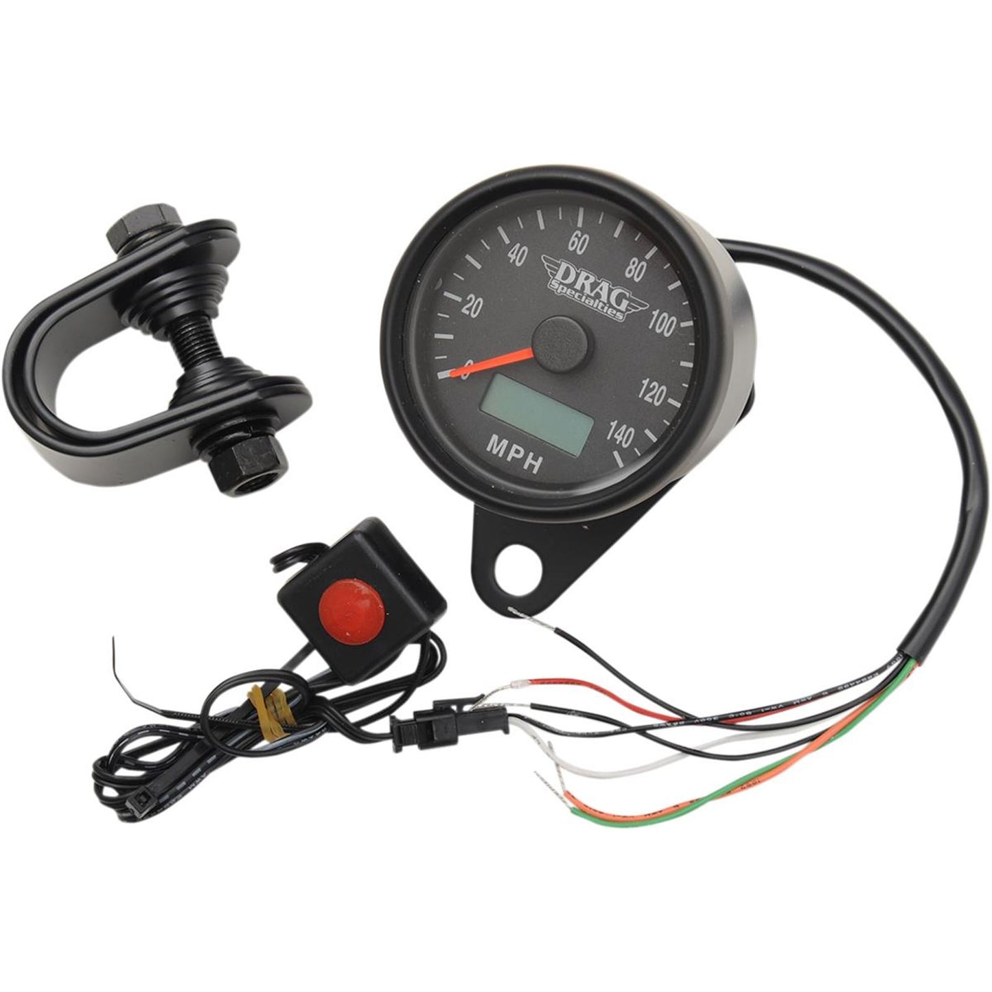 Drag Specialties 2.4" MPH Mini Electronic Speedometer W/Odometer/Tripmeter -Matte Black 2210-0257_254273