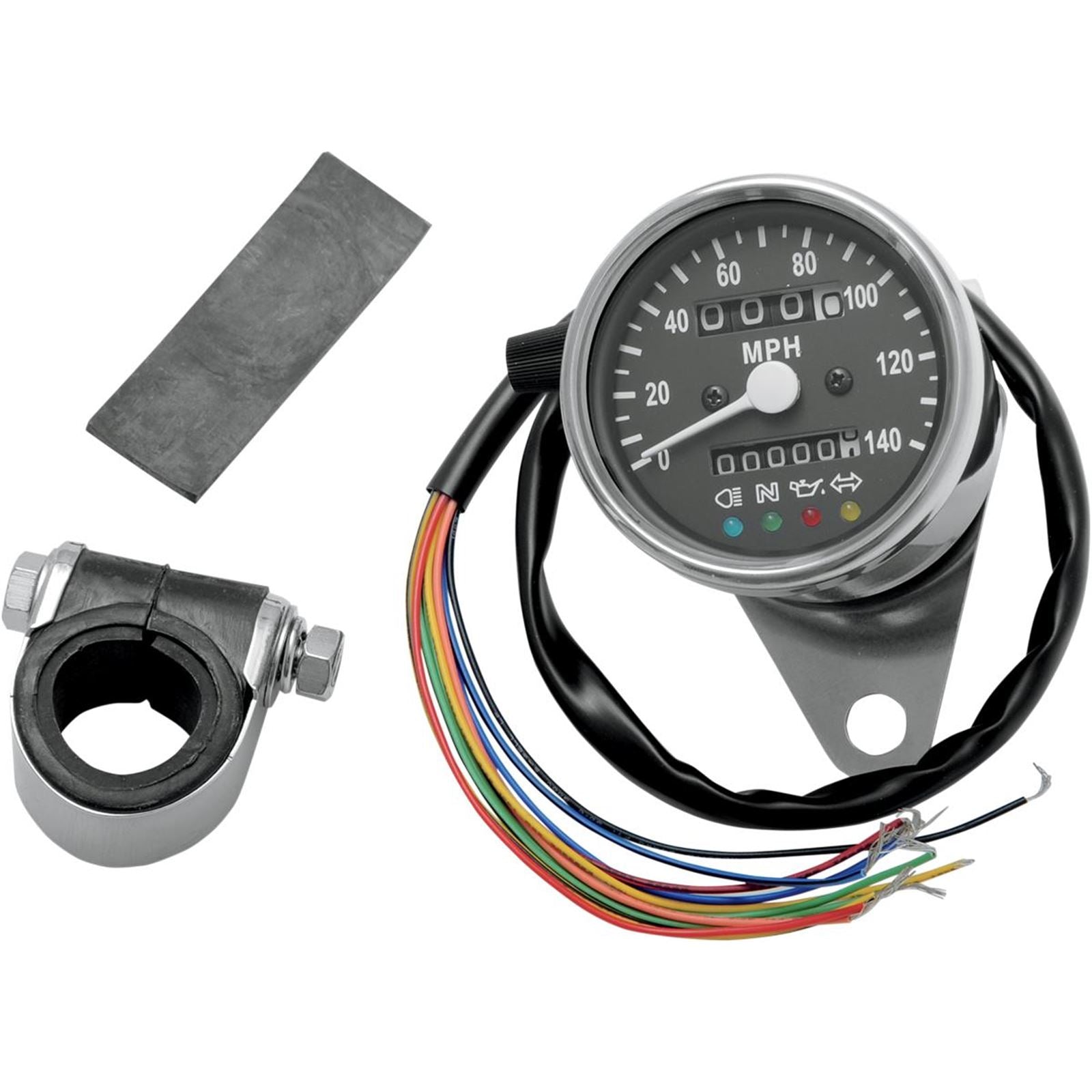 Drag Specialties 2.4" MPH Mini Mechanical Speedometer With LED Indicators 2210-0208_254276